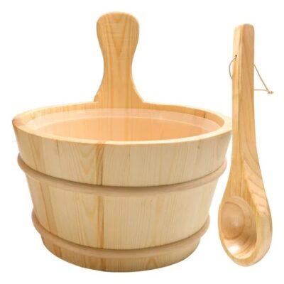 Bộ xô, muôi gáo gỗ trong phòng xông khô